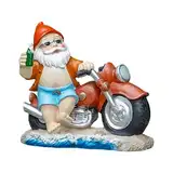 Gartenzwerg Motorrad Zwerge, 20 x 17.5 cm Motorrad gartenzwerg, Gartendeko Gartenzwerge für außen, Gartenzwerg für Garten,Dekoration Terasse Balkon,Weihnachten Geschenk für Manner (Red)