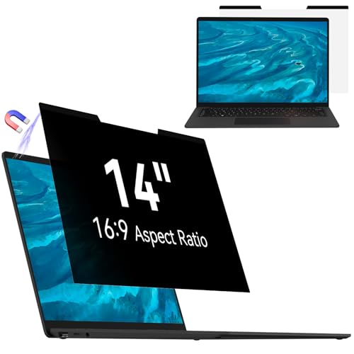 Magnetischer sichtschutz für 14 Zoll Laptop 16:9, Abnehmbarer Sichtschutzfolie, Anti Blaulicht Blendschutz Blickschutzfolie Displayschutz für Lenovo Hp Dell Acer Asus Thinkpad Envy Xps