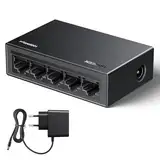 UGREEN LAN Switch 5-Port Netzwerk Switch Gigabit Switch automatische Geschwindigkeit von 10/100/1000Mbps, Duplexanpassung, Plug-und-Play, Ethernet Switch für TV/Laptop/Switch/Router/Monitor