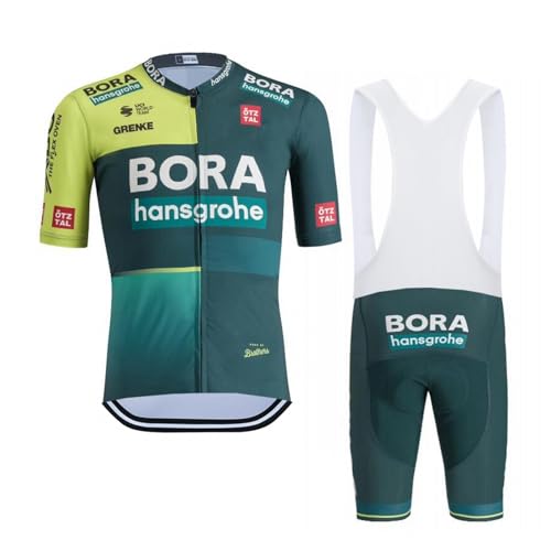 SGCIKER 2024 Herren BORA Radtrikot Set, Kurzarm Fahrrad bekleidung Lätzchen Kurzsets Gel Pad（XL