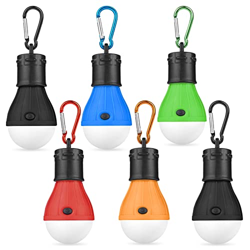 Flintronic 6 Stücke Campinglampe, LED Camping Lampe LED Camping Laterne Zeltlampe Glühbirne , Camping Licht mit Karabiner, Notlicht , Camping Lampen für Abenteuer, Angeln, Stromausfall Wasserdicht