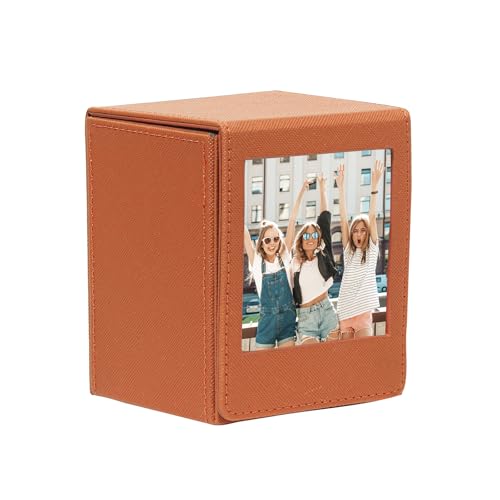 HIYQIN Fototasche für Instax Square SQ Film, Square Bildhalter Foto-Aufbewahrungsbox Kompatibel mit Fujifilm Instax Square SQ1 SQ20 SQ40 SQ10 SQ6 SP-3 Sofortbildkameras – Braun