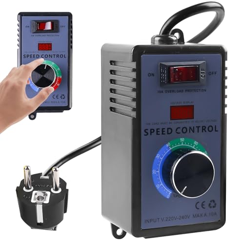 Drehzahlregler, AC 220V 15A 4000W Elektronischer Spannungsregler mit Überlastschutz, Temperatur Motor Drehzahlregler für Winkelschleifer Bläser Handbohrer Kreissägen Dimmer EU Stecker