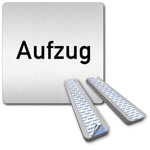 Türschilder24 XXL Schild - Türschild • 125 x 125 mm • Aufzug, Lift • 1,5 mm Aluminium Vollmaterial • 100% Made in Germany (Aufzug + Abstandshalter)