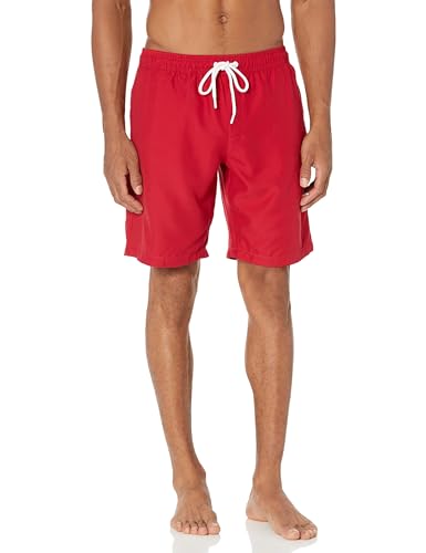 Amazon Essentials Herren Badehose, Schnell Trocknend, 23 cm, Rot, L