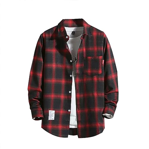 shirts Herren lustig outdoor hemden vintage hemden flanellhemd Herren Herren freizeithemd langarm regular fit langarmshirt Herren 5XL blau rotes flanellhemd Herren