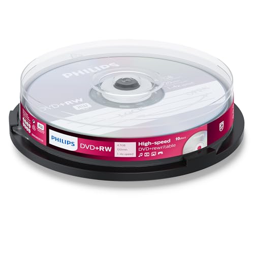 Philips DVD+RW Rohlinge High-Speed (4.7 GB / 120 Minuten Video, 1-4x Speed, 10er Spindel, rewritable / überschreibbar)