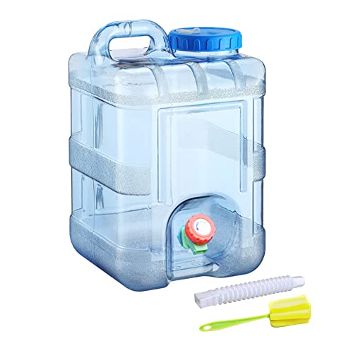 RUYI 10L Wasserkanister mit Hahn und Schraubdeckel, Camping Wasserkanister BPA-frei Trinkwasserkanister, Tragbarer Wassertank mit Griff für Wohnwagen Picknick Wandern, Transparent Blau