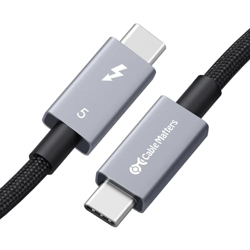 Cable Matters [Intel-zertifiziert] 80 Gbps geflochtenes Thunderbolt 5 Kabel mit bis zu 120 Gbps Bandbreitenverstärkung / 240W Ladeleistung in Schwarz, 1m, kompatibel mit Thunderbolt 4/3, USB4 / USB-C