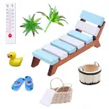 Forhandy Miniatur Deko Sauna Zubehör, 9 Teile Mini Wellness Deko Zubehör Geschenk, Miniatur Deko Sauna Zubehör Set Strand Mikrolandschaft für Foto-Requisiten und DIY Deko Strand Garten