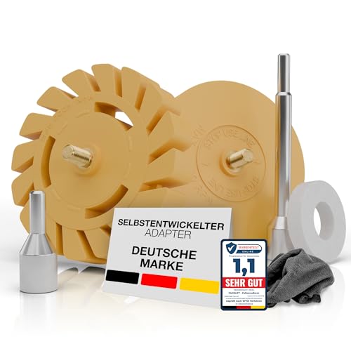 FACELIFT Folienradierer Set - ⌀ 90 mm Aufkleber Entferner + ⌀ 100 mm Lamellenradierer – Extra ProReach Adapter + Schutzring + Mikrofasertuch - Ideal um Klebereste zu entfernen