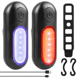 2 Stücke LED Blinklicht Sicherheitslicht USB Aufladbar, 2er Sicherheit Licht Set mit Dauerlicht und Blinklicht 3 Modes, LED Clip Lampe für Kinder Schulranzen Laufen Joggen Camping Rucksack Kleidung