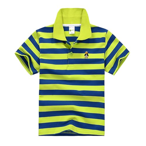 Jungen Poloshirt mit Streifen Kurzarm T-Shirt für Kinder Kleinkind Poloshirts für Jungen Active-Poloshirts mit Knopfleiste&Reverskragen Lässig Basic Polo Shirt Moden Atmungsaktiv Tops 3-14 Jahre