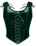 SCARLET DARKNESS Damen Ren Faire Brust Shapewear Viktorianische mit Reißverschluss Korsett Dunkelgrün 46