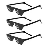 Gjinxi 3 Stück Thug Life Pixelated Sonnenbrille Thug Life Brille Coole Brillen Lustige Brillen Pixel Sonnenbrillen PC Sonnenbrillen Unisex Mosaik Brille Party Mosaik Brillen