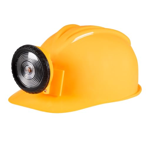 Boland 01414 - Bauarbeiter-Helm mit Licht, Gelb-Schwarz, für Erwachsene, verstellbare Größe, Baustelle, Kostüm, Karneval, Mottoparty