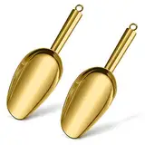 Herogo Mehlschaufel, Edelstahl Eisschaufel 2er-Set, Gold Abwiegeschaufel für Mehl Futter Kaffee Lebensmittel Süßigkeiten, Abfüllschaufel für Küche, Bar, Hochzeit, Buffet, Party, Spülmaschinenfest