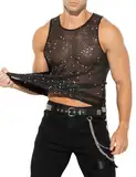 Casey Kevin Pailletten Tank Top Herren Glänzend T-Shirts Disco Party Kostüm Streetstyle Shirts ärmelloses Oberteil