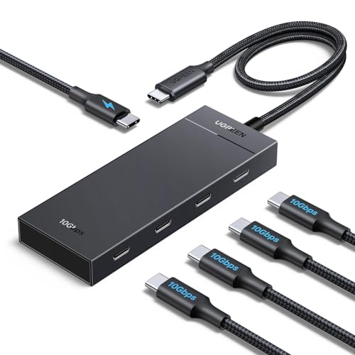 UGREEN USB C Hub 10 Gbps mit PD 100W, Adapter mit 4*USB C Ports, Hochgeschwindigkeits USB C Multiport Splitter für iPhone 16 Serie, Galaxy S24, MacBook Pro, iMac, iPad Pro, Chromebook und mehr