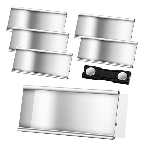 5 Stück Namensschilder für Kleidung Magnet,Aluminium Namensschilder mit Starkem Doppelmagnet,Professionell Magnet Namensschild mit Papierschlitz,ca. 72x 35 mm(2.8x 1.4Zoll)(Silber)