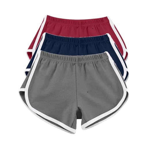 AMDOLE 3er-Pack Damen-Lauf-Shorts, Baumwolle, Sommer, Hotpants, Workout, Fitnessstudio, Sport, Yoga, Hose, Jogger, Strand-Shorts, Bademode, elastische Taille, lässige Lounge-Shorts,