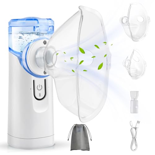 Inhalator,Inhalationsgerät tragbar Vernebler Set,Geräuscharmes Inhalator mit Mundstück,Inhalator Vernebler für Kinder und Erwachsene,Inhalator mit Mundstück，USB wiederaufladbar