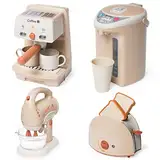 Kinderküche Spielset- Küche Rollenspiel Set mit Kaffeemaschine:Espressomaschine Wasserspender Rührgerät, Toaste: Geschirr Küchen Frühstücksset Frühstücksset für Kinder 3+