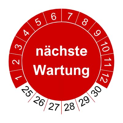 20 Prüfplaketten nächste Wartung 2024 - nachhaltig - 30mm - rot - Aufkleber Prüfaufkleber Prüfetiketten (20 Stück)