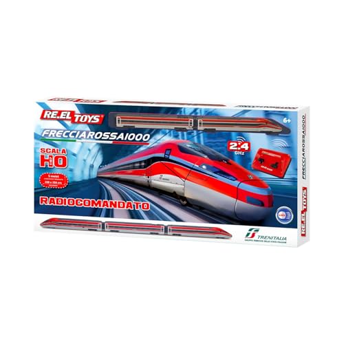 RE-EL TOYS Art. 2253 Frecciarossa 1000 Ferngesteuerter Zug 2.4GHz mit Licht und Strecke, Maßstab H0