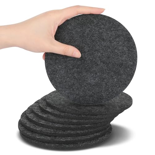 SOSMAR 8 Stück Filzuntersetzer Filzunterlage für Töpfe, Gläser, Vasen und Schüsseln - Tischschoner Tischuntersetzer Schutzmatte aus Robustem Filz (Rund Ø 15cm/ Anthrazit)