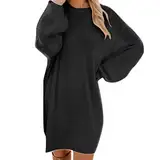 Rrongwn Pulloverkleid Damen Oversize Strickkleid Warme Winterkleid Herbst Winter Locker Longpullover Modische Knielang Freizeit Feinstrick Winterpullover Lässiger Sweater Lang Lose Strickkleid