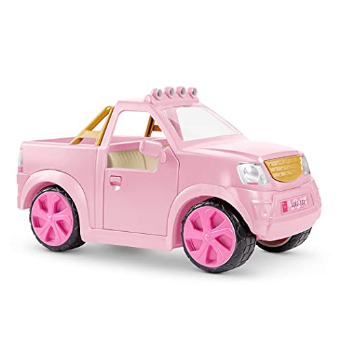 Lori LO37113C1Z Geländewagen Set, Zubehör für 15 cm Puppen – Auto Puppenzubehör mit Accessoires und mehr – Spielzeug für Kinder ab 3 Jahre, Rosa