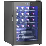 HOMCOM Weinkühlschrank 20 Flaschen 53L 5-18℃ Kompressor Getränkekühlschrank mit Anti-UV Glastür, Flaschenkühlschrank mit LED-Leuchte, Kleiner Weinschrank mit Touch-Screen Schwarz