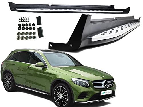 DM Autoteile 2619 Satz Trittbretter Alu + Anbaumaterial kompatibel für Mercedes GLC X253 + Coupe C253 2015-2022