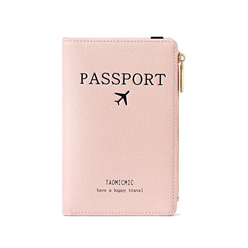 Katech Reisepasshülle, Premium PU Leather Reisepass Schutzhülle mit RFID Blockier, Schutzhülle Reisepass für Kreditkarten, Ausweis und Reisedokumente (Pink)