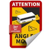 3er Set Ablösbare Folie Attention Angles Morts Bus/Wohnmobil - Non-permanent haftende PVC- Folie 17,0 cm x 25,0 cm - Toter Winkel Warnschild - Hinweisschild - Betriebsausstattung24®