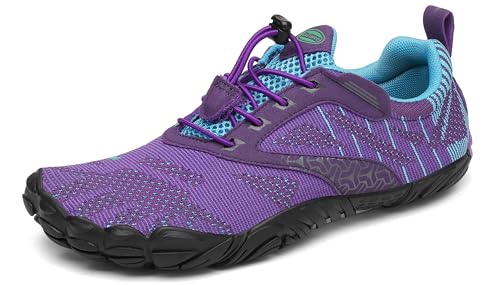 SAGUARO Barfußschuhe Herren Damen Barfussschuhe Traillaufschuhe Zehen Training Fitnessschuhe Outdoor Barfuss Wanderschuhe Atmungsaktiv Schnell Trocknend Badeschuhe, Orchidee Lila, 39 EU