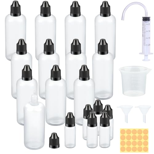 Nenull Liquid Flaschen 100ml 12 Stück Tropfflasche 6x10ml Leere Quetschflasche Plastikflaschen Dropper Bottle Liquid Behälter mit Kindersicherung Deckel Gratis Trichter Messbecher Transfer Pipette