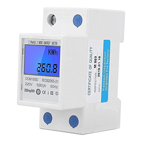 5-80A DDM15SD LCD-Hintergrundbeleuchtung Digitalanzeige Einphasig Elektronischer Energie-KWh-Zähler DIN-Schienen-Energiezähler