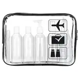 Reiseflaschen zum Befüllen (13 Teiliges), Kulturbeutel Transparent, Reiseset Flüssigkeiten, Handgepäck Flüssigkeiten (100 ml), Flughafenkonform, Flugzeug Gadgets, Travel Essentials