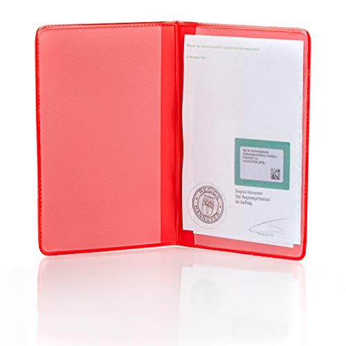 KFZ Schein Schutzhülle PVC 2 Fächer Etui Mappe viele Farben Kartenhülle Fahrzeugschein Hülle Made in Germany … (Rot)