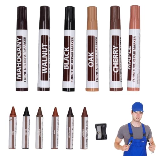 Möbel Reparaturset Holzmarker,13 Stück Möbelreparaturset,Möbel Reparatur Holzmarker,Holzkorrekturstift,Holz Reparaturset,Holz Ausbesserungs Kit,Möbelkorrekturstift,Holzmöbel Reparaturset für Flecken