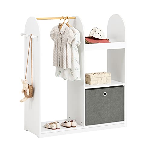 SoBuy KMB40-W Kindergarderobe mit 3 Haken Kleiderschrank Kinder Kinderregal mit Boxen Garderobe Kinder Kinderzimmer möbel Kleiderständer Regal Standgarderobe für Kinder BHT ca. 97x108x35cm