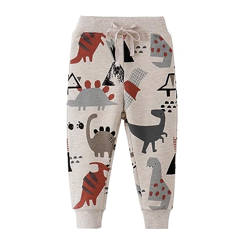 EULLA Jungen Bottoms Jogginghose Dinosaurier Muster Sweathose Kinder Baumwolle Sporthose Jogger Hose 104