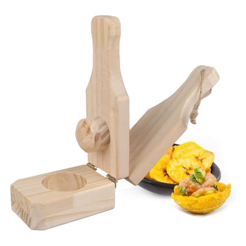 Cyrank Kochbananen-Zerkleinerer, Tostones Kochbananen-Presse aus Holz, Bananenpresse, Bananen-Zerkleinerer, Kochbananenpresse aus Kiefernholz, Wiederverwendbar, Für Tiefe Kochbananenkörbe
