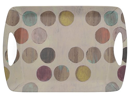 Creative Tops "Retro Spots" Großes Melamin Serviertablett, Servierplatte mit dekorativem Aufdruck, Couchtisch Servierplatte, Servierbrett mit Punkte Motiv, Gastrotablett, 47 x 33 cm - Mehrfarbig