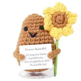 Wobequ Positive Kartoffel Pocket Hug, Kreative Strickwolle Kartoffel Puppe Kleine Glücksbringer, Beste Mutmacher Geschenk für Freundin Frauen Familie Positiver Energiekarte (Sonnenblume)