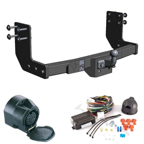 AHAKA Anhängerkupplung mit Elektrosatz 13-polig für MB Sprinter W906 / VW Crafter 30/35/50 2006 - Anhängevorrichtung Hängevorrichtung - starr, mit angeschraubtem Kugelkopf (Schwarz)