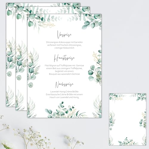 Eummelchen 20 Bezaubernde Menükarten Hochzeit im DIN A5 Format | Personalisierbare Speisekarten Getränkekarten für Hochzeiten, Geburtstage und Jubiläen | Elegante Tischdekoration