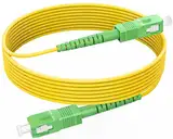 RamboCables LWL Glasfaser-Kabel SC/APC auf SC/APC, OS2 Singlemode Patchkabel 9/125μm LSZH, FTTH Lichtwellenleiter Gelb 1m